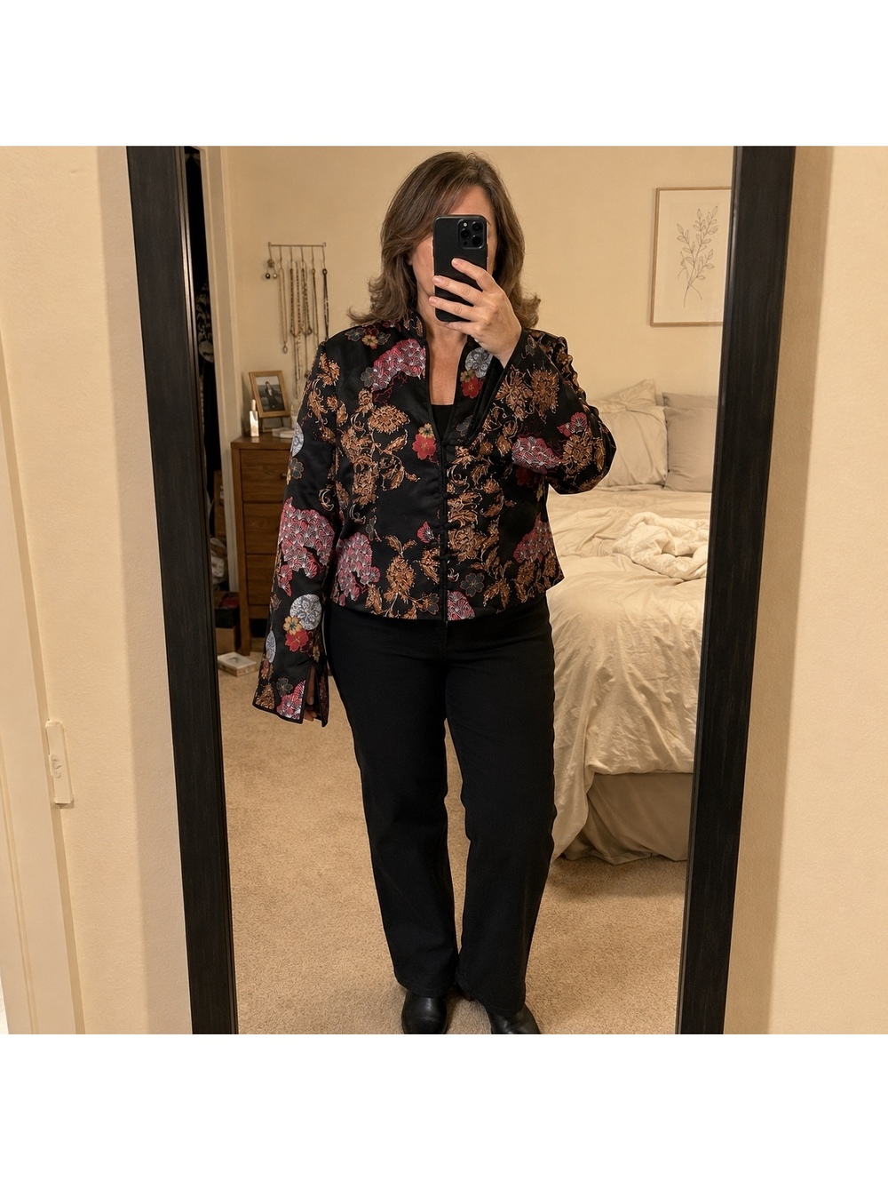 Vintage Y2K JS Collections 100% Silk Mandarin Jacket Size 14